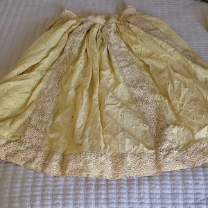 Yellow Eyelet Lace Trim Skirt